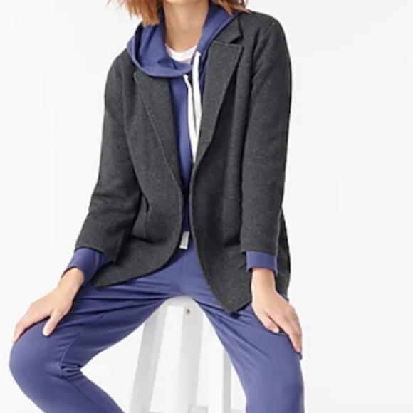 JCrew Sophie open front sweater blazer patch pockets heather charcoal S - Picture 2 of 11